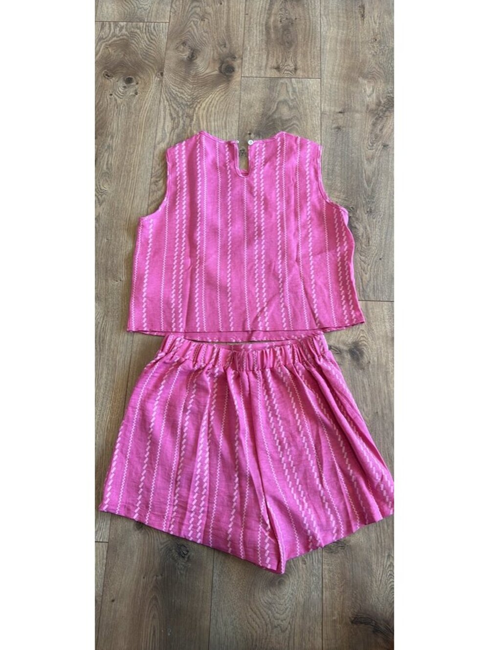 Women’s pink two piece summer outfit